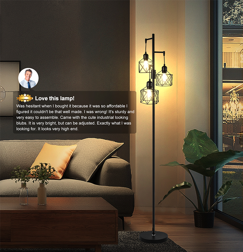 25 Dimmable Floor Lamp Diamond Cage Gold